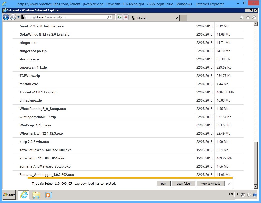 Practice Labs screenshot.